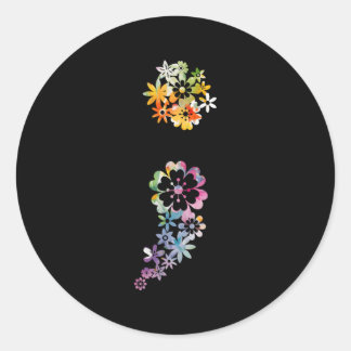Semicolon Bloem Tal Health Matters Awareness Prev Ronde Sticker