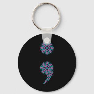 Semicolon Bloem Zelfmoord Bewustzijn Geestelijke G Sleutelhanger