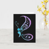 Semicolon Butterfly Semi-colon Tattoo Mental Healt Kaart (Gele Bloem)