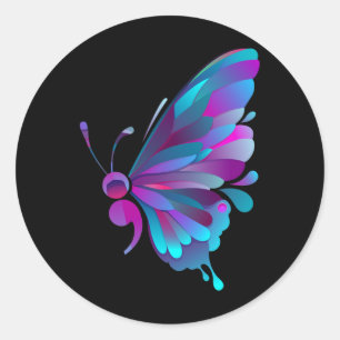 Semicolon Butterfly Semi-colon Tattoo Mental Healt Ronde Sticker