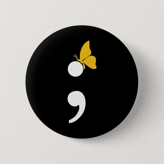 Semicolon Butterfly Zelfmoorddepressie Preventie Ronde Button 5,7 Cm (Voorkant)