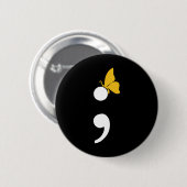 Semicolon Butterfly Zelfmoorddepressie Preventie Ronde Button 5,7 Cm (Voorkant /achterkant)