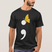 Semicolon Butterfly Zelfmoorddepressie Preventie T-shirt (Voorkant)