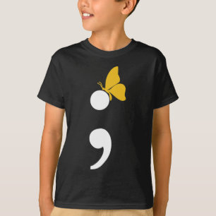 Semicolon Butterfly Zelfmoorddepressie Preventie T-shirt