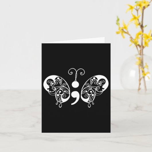 Semicolon Butterfly: zelfmoordpreventie Kaart (Gele Bloem)