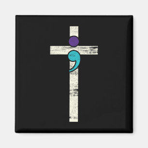 Semicolon Cross Mental Health Awareness kostuum WA Magneet