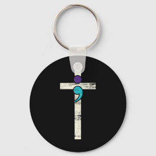 Semicolon Cross Mental Health Awareness kostuum WA Sleutelhanger