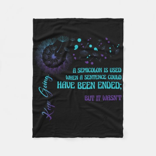 Semicolon Definition Dandelion Suicide Prevention Fleece Deken (Voorkant)