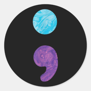 Semicolon depressie zelfmoordpreventie bewustzijn ronde sticker