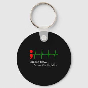 Semicolon ECG Suicide Awareness Prevention Sleutelhanger