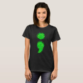 Semicolon Geestelijke Gezondheid Bewustzijn Groene T-shirt (Voorkant volledig)