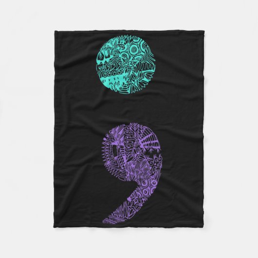 Semicolon Gift Suicide Prevention Awareness Fleece Deken (Voorkant)