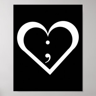 Semicolon Hart Mentale Gezondheid Bewustzijn Lange Poster
