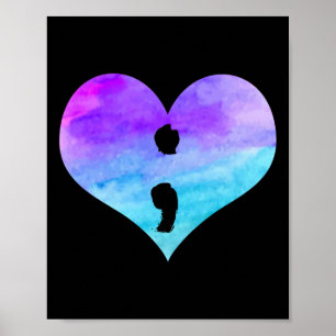 Semicolon Hart Zelfmoord Bewustzijn Geestelijke Ge Poster