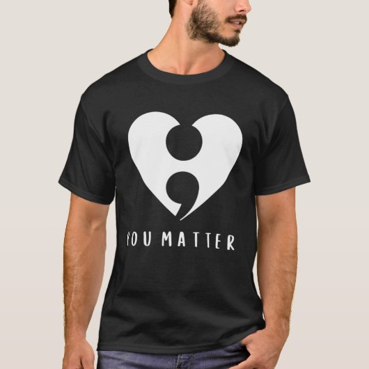 Semicolon Hart Zelfmoord Preventie Geestelijke Gez T-shirt (Voorkant)