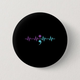 Semicolon hartslag Heartraat Zelfmoordpreventie A Ronde Button 5,7 Cm