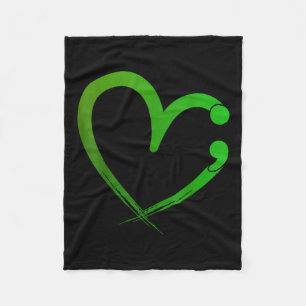 Semicolon Heart Awareness Month voor geestelijke g Fleece Deken