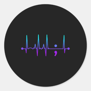 Semicolon Heart Beat Suicide Awareness Suicide Pre Ronde Sticker