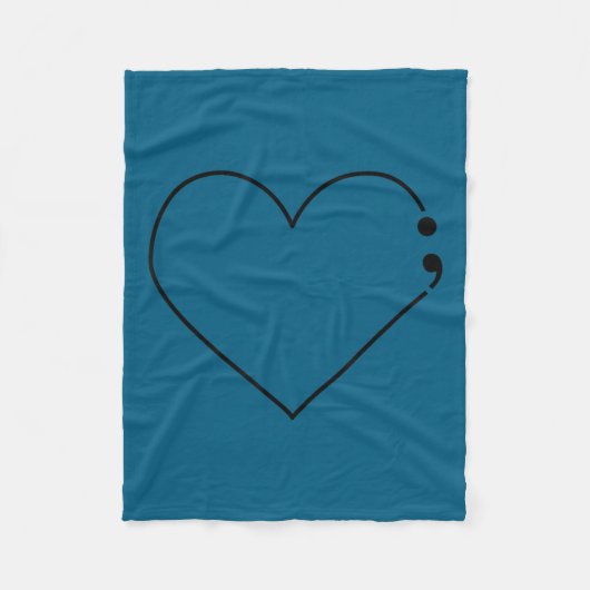 Semicolon Heart Mental Health Awareness Therast De Fleece Deken (Voorkant)