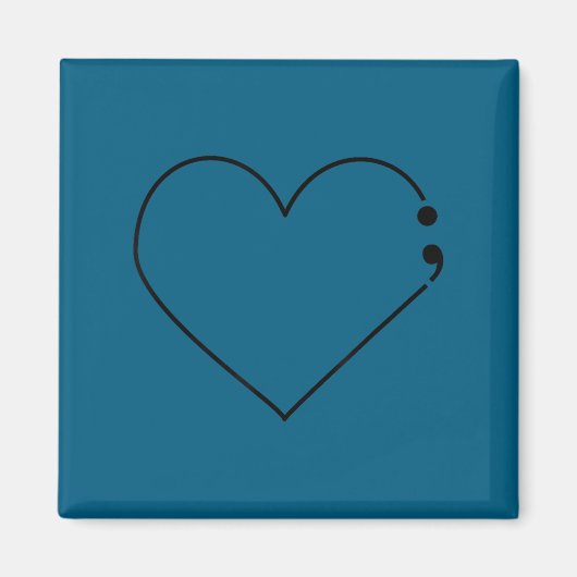Semicolon Heart Mental Health Awareness Therast De Magneet (Voorkant)