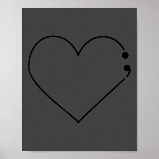 Semicolon Heart Mental Health Awareness Therast De Poster (Voorkant)