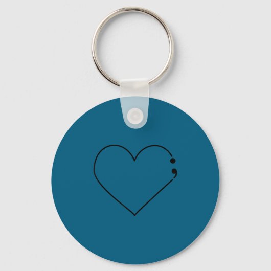 Semicolon Heart Mental Health Awareness Therast De Sleutelhanger (Voorkant)