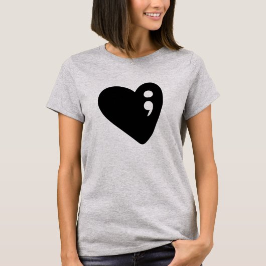 Semicolon Heart | Voorlichting over psychische gez T-shirt (Voorkant)