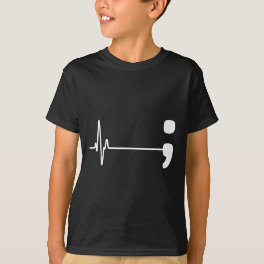 Semicolon Heartbeat Flatline Suicide Prevention Aw T-shirt (Voorkant)