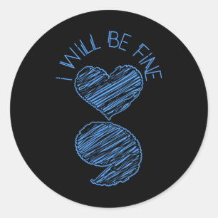 Semicolon I zal prima zelfmoorddepressie bewust zi Ronde Sticker