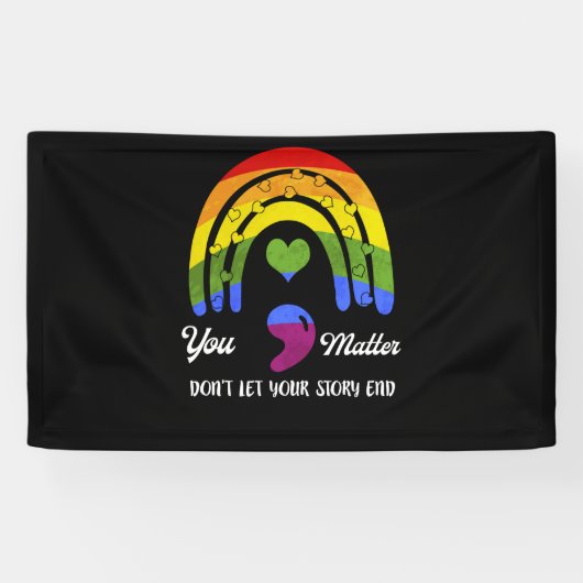 Semicolon Mental Health Awareness laat uw Spandoek (Horizontaal)