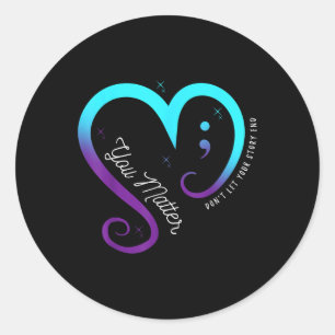 Semicolon Mental Health Awareness Suicide Preventi Ronde Sticker