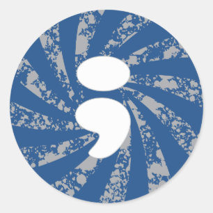 Semicolon op grunge stralen ronde sticker