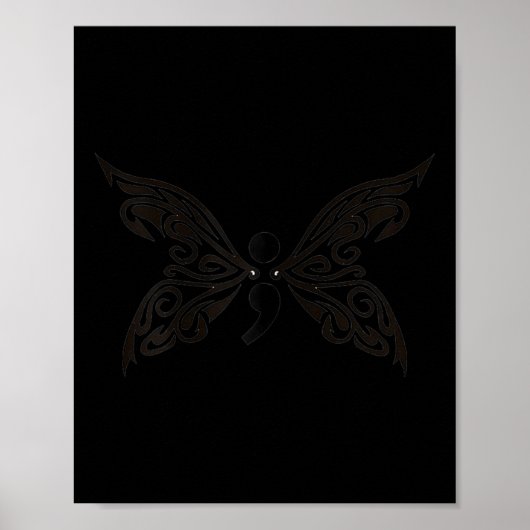 Semicolon Project Mental Health Awareness Butterfl Poster (Voorkant)