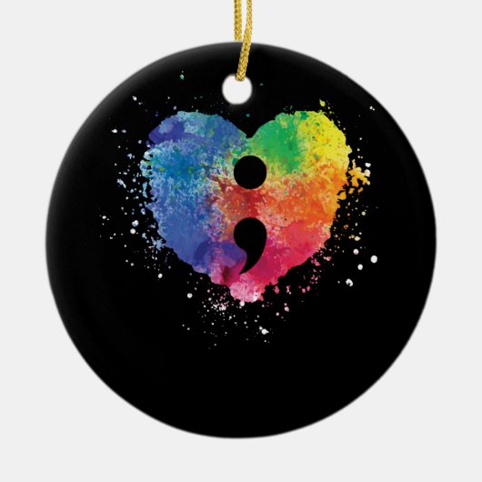 Semicolon Project Mental Health Awareness Keramisch Ornament (Voorkant)