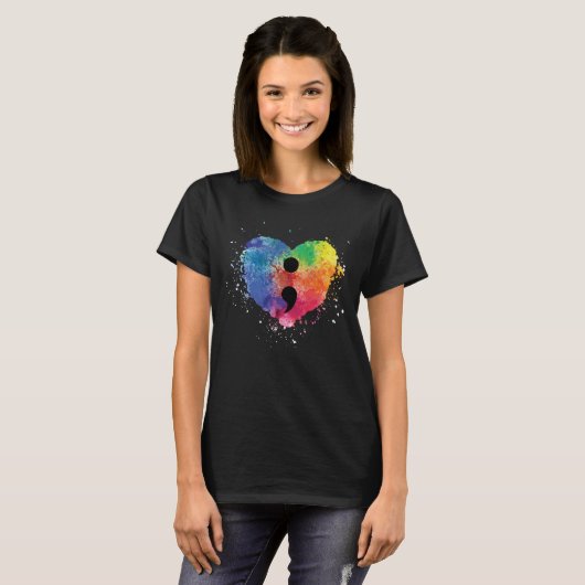 Semicolon Project Mental Health Awareness T-shirt (Voorkant volledig)
