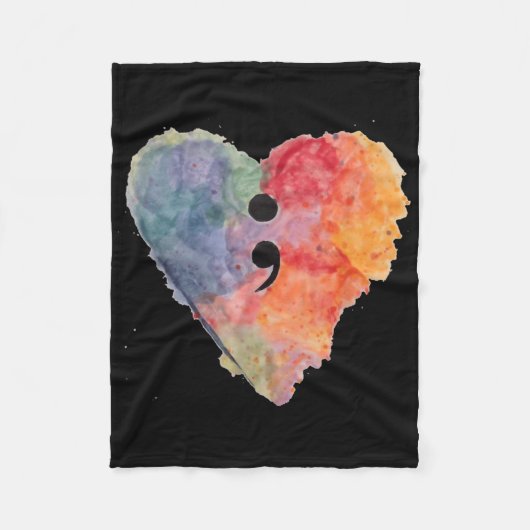 Semicolon Project Mentale Gezondheid T Shirt Fleece Deken (Voorkant)