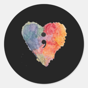 Semicolon Project T-shirt voor bewustzijn van gees Ronde Sticker