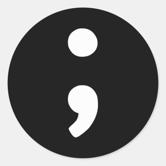 Semicolon Ronde Sticker (Voorkant)