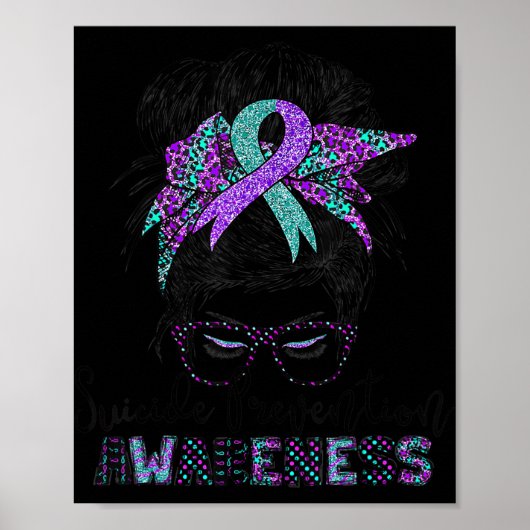 Semicolon Suicide Awareness Messy Hair Bun for Wom Poster (Voorkant)