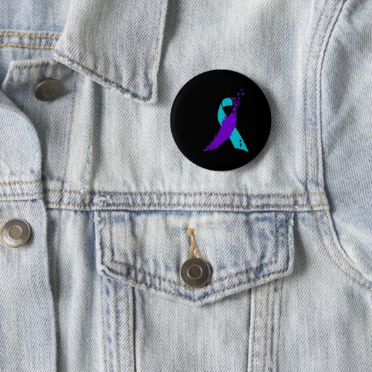 Semicolon Suicide Awareness Ribbon Ronde Button 5,7 Cm (In situ)
