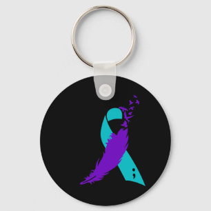 Semicolon Suicide Awareness Ribbon Sleutelhanger
