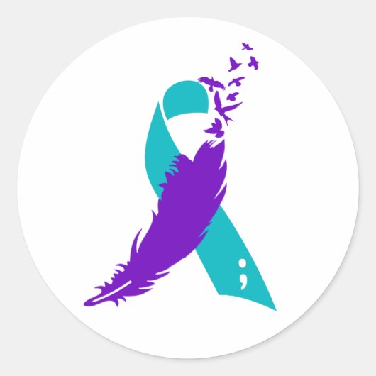 Semicolon Suicide Awareness Ribbon Stickers (Voorkant)