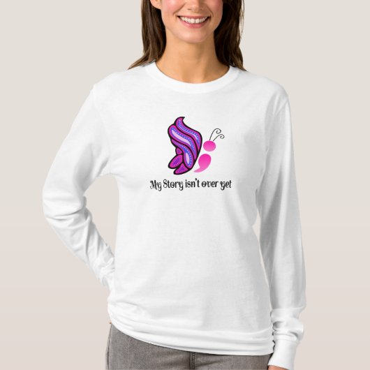 Semicolon Suicide/Depression Awareness Butterfly T-shirt (Voorkant)