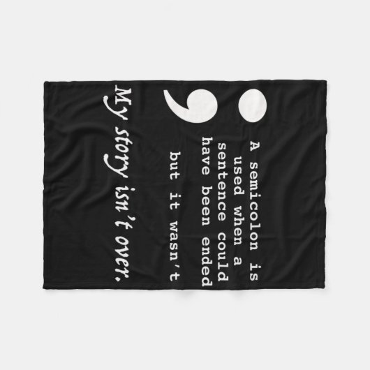 Semicolon Suicide Prevention Awareness Fleece Deken (Voorkant (Horizontaal))