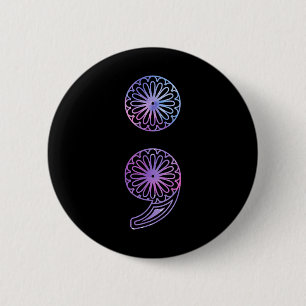 Semicolon Suicide Prevention Awareness Mental Heal Ronde Button 5,7 Cm