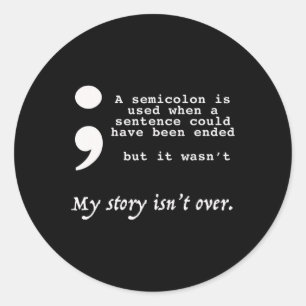Semicolon Suicide Prevention Awareness Ronde Sticker
