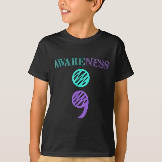 Semicolon Suicide Prevention Awareness T-shirt (Voorkant)