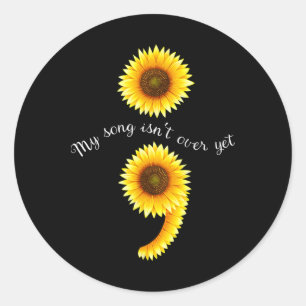 Semicolon Sunflowe verspreidt de geestelijke gezon Ronde Sticker