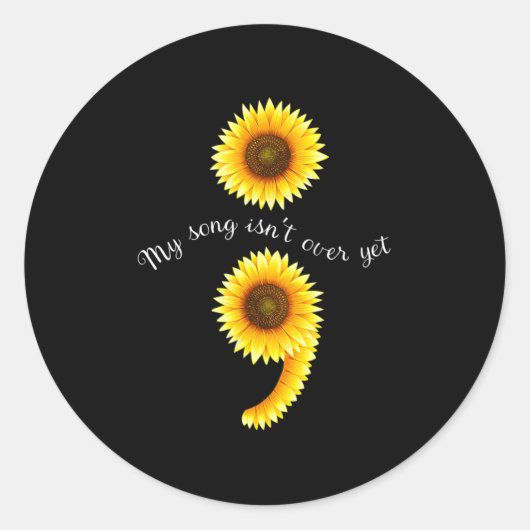 Semicolon Sunflowe verspreidt de geestelijke gezon Ronde Sticker (Voorkant)