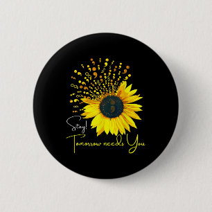 Semicolon Sunflower Suicide Prevention Awareness S Ronde Button 5,7 Cm
